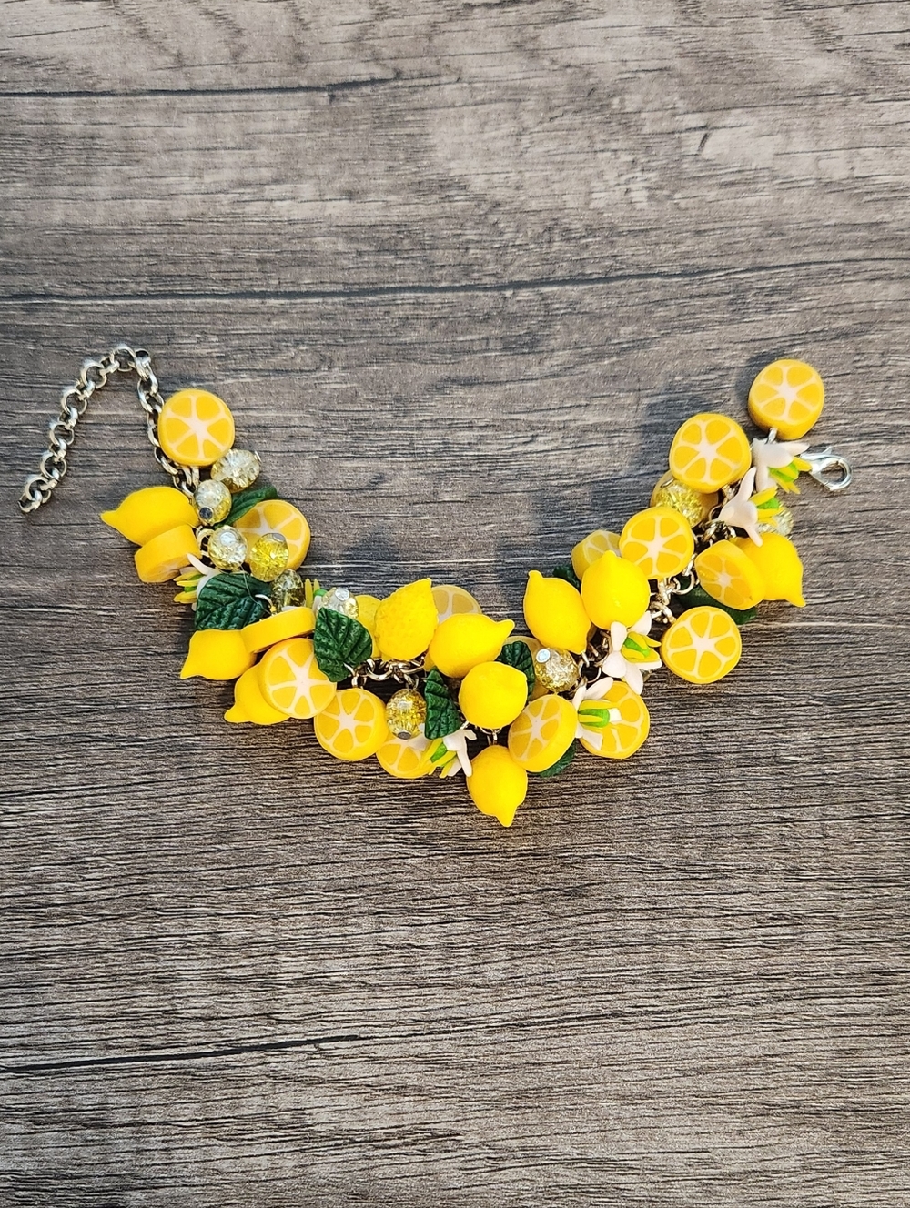 Handmade Yellow Citrus Lemon Charm Bracelet - Picture 2 of 5